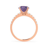 GISELLE - Chatham® Alexandrite & Diamond 18k Rose Gold Ring Engagement Ring Lily Arkwright