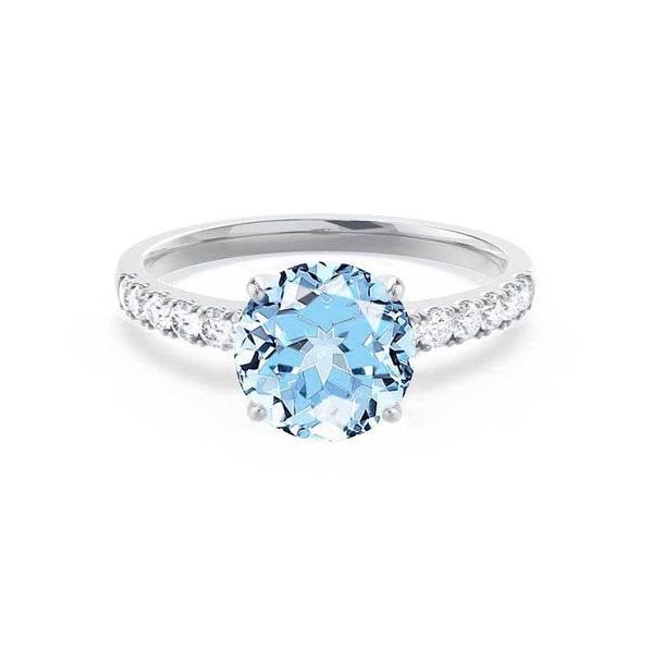 GISELLE - Chatham® Aqua Spinel & Diamond 18k White Gold Ring Engagement Ring Lily Arkwright