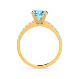 GISELLE - Chatham® Aqua Spinel & Diamond 18k Yellow Gold Ring Engagement Ring Lily Arkwright