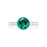 GISELLE - Chatham® Emerald & Diamond 18k White Gold Ring Engagement Ring Lily Arkwright