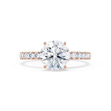 GISELLE - Round Round Moissanite & Diamond 18k Rose Gold Solitaire Ring Engagement Ring Lily Arkwright
