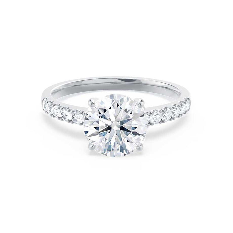 GISELLE - Round Moissanite & Diamond 18k White Gold Solitaire Ring Engagement Ring Lily Arkwright