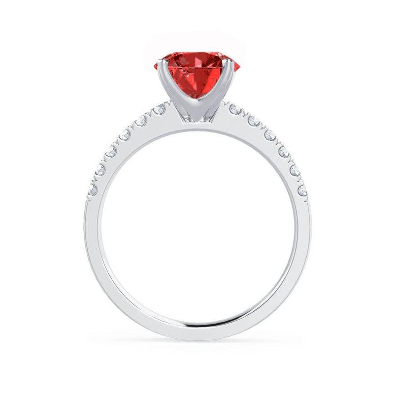 GISELLE - Chatham® Ruby & Diamond 950 Platinum Ring Engagement Ring Lily Arkwright