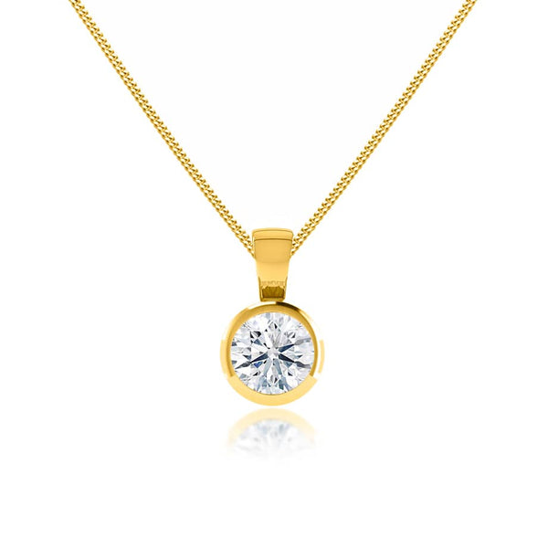LARISA - Round Lab Diamond Bezel Edge Pendant 18k Yellow Gold Pendant Lily Arkwright