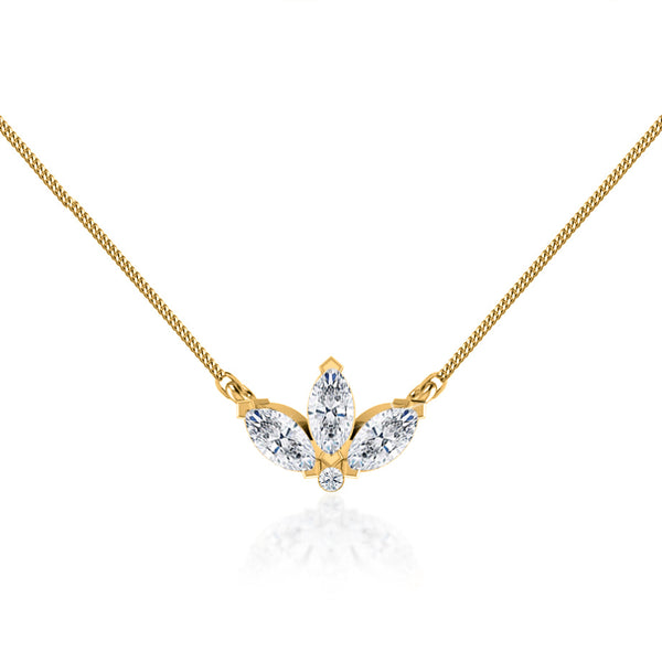 LENA - Marquise Petal Lab Diamond Necklace 18k Yellow Gold Pendant Lily Arkwright
