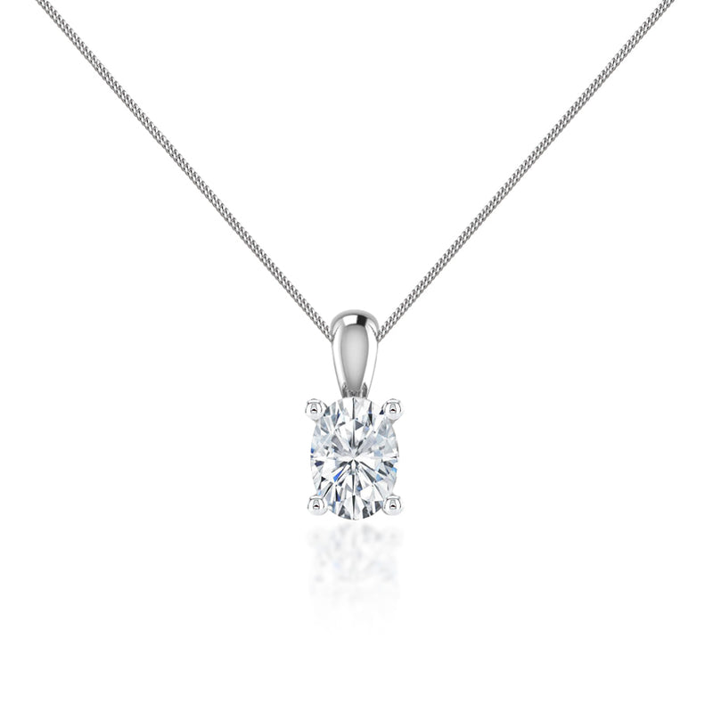 LILA - Oval Cut Moissanite 4 Claw Drop Pendant 18k White Gold Pendant Lily Arkwright