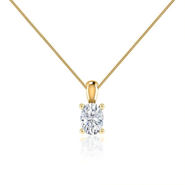 LILA - Oval Lab Diamond 4 Claw Drop Pendant 18k Yellow Gold Pendant Lily Arkwright
