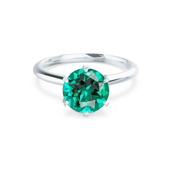 LILLIE - Chatham® Emerald 18k White Gold 6 Prong Knife Edge Solitaire Ring Engagement Ring Lily Arkwright