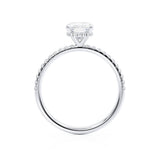 LIVELY - Elongated Cushion Moissanite & Diamond Platinum Petite Hidden Halo Pavé Shoulder Set Ring Engagement Ring Lily Arkwright