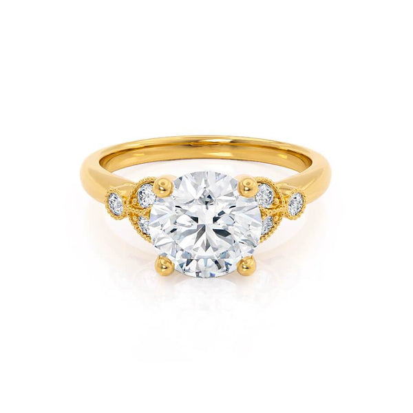 DELILAH - Round Natural Diamond 18k Yellow Gold Shoulder Set Ring Engagement Ring Lily Arkwright