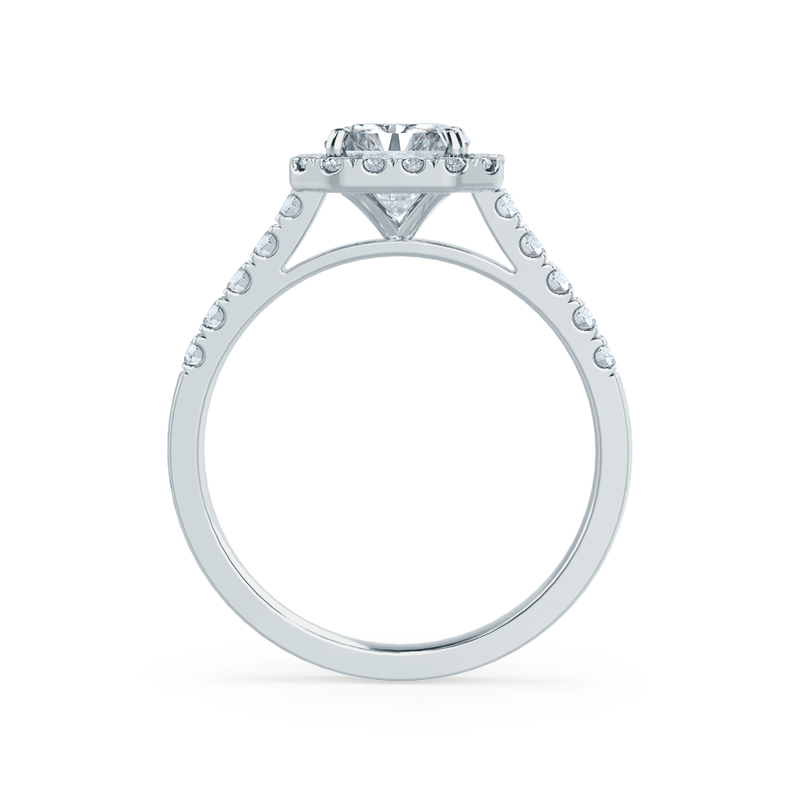 ESME - Radiant Lab Diamond & Diamond 18k White Gold Halo Engagement Ring Lily Arkwright