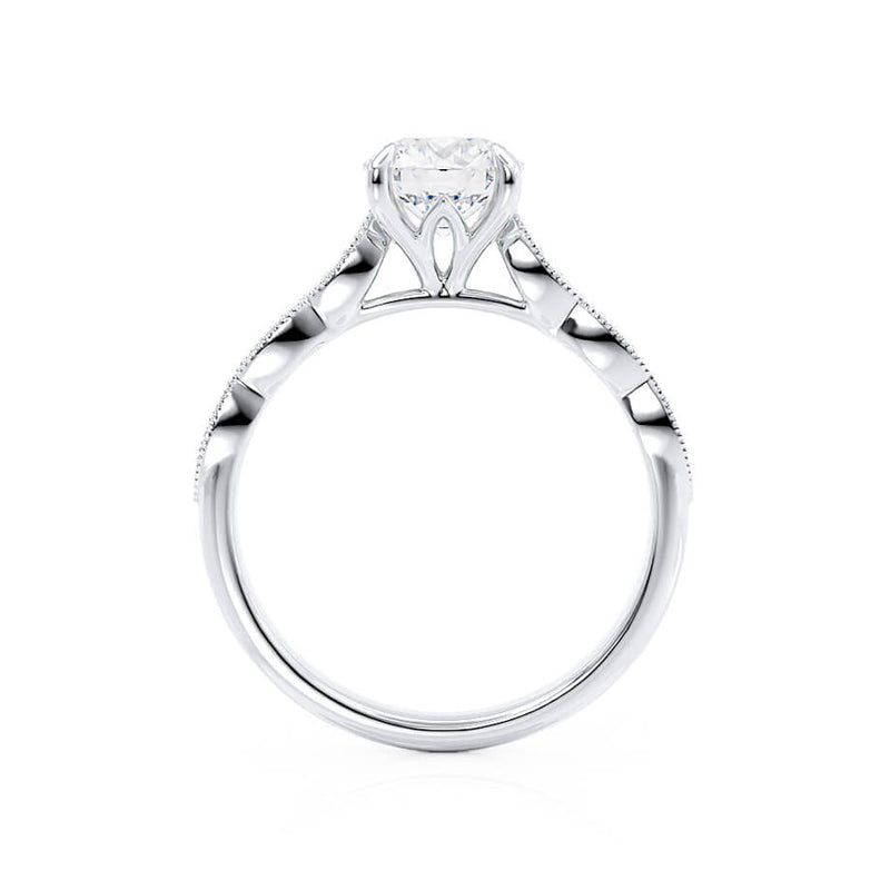 HONOR - Round Moissanite 950 Platinum Shoulder Set Ring Engagement Ring Lily Arkwright