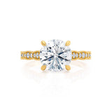 HONOR - Round Moissanite 18k Yellow Gold Shoulder Set Ring Engagement Ring Lily Arkwright