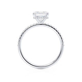 LIVELY - Asscher Moissanite & Diamond 18k White Gold Hidden Halo Micro Pavé Shoulder Set Engagement Ring Lily Arkwright