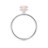 LIVELY - Chatham® Round Champagne Sapphire 18k White Gold Petite Hidden Halo Pavé Shoulder Set Ring Engagement Ring Lily Arkwright
