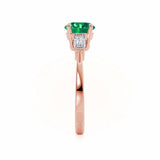 Lovetta Round cut emerald and diamond engagement ring rose gold shoulder set Lily Arkwright