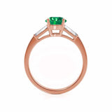 Lovetta Round cut chatham emerald lab diamond engagement ring 18k rose gold classic pave setting Lily Arkwright