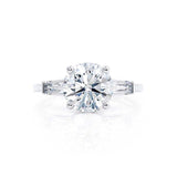 LOVETTA - Round & Baguette Natural Diamond Platinum Trilogy Engagement Ring Lily Arkwright