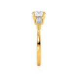 LOVETTA - Round & Baguette Moissanite 18k Yellow Gold Trilogy Engagement Ring Lily Arkwright