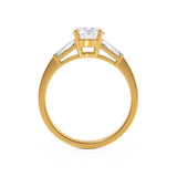 LOVETTA - Round & Baguette Moissanite 18k Yellow Gold Trilogy Engagement Ring Lily Arkwright