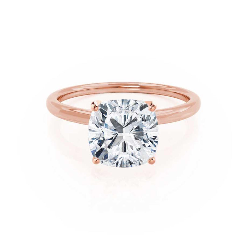 LULU - Cushion Lab Diamond 18k Rose Gold Petite Solitaire Engagement Ring Lily Arkwright