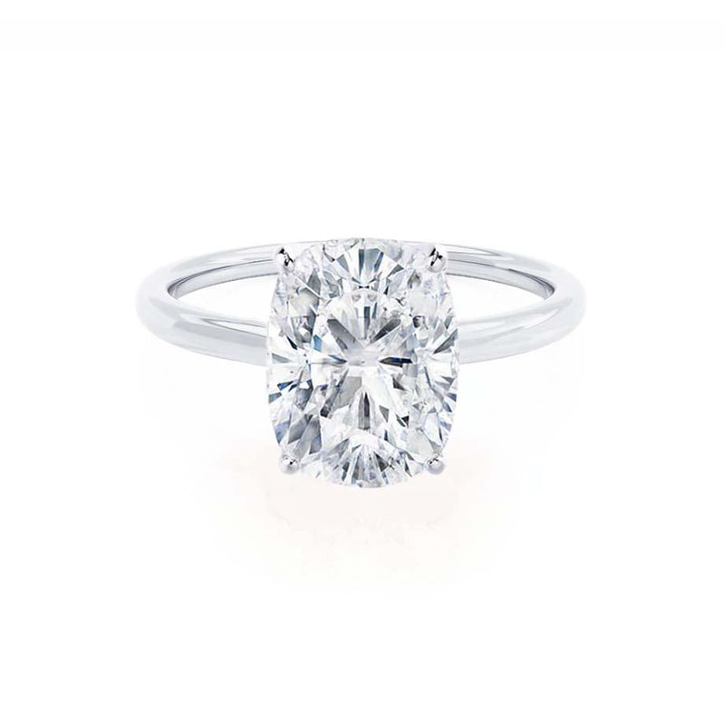 LULU - Elongated Cushion Lab Diamond 18k White Gold Petite Solitaire Engagement Ring Lily Arkwright