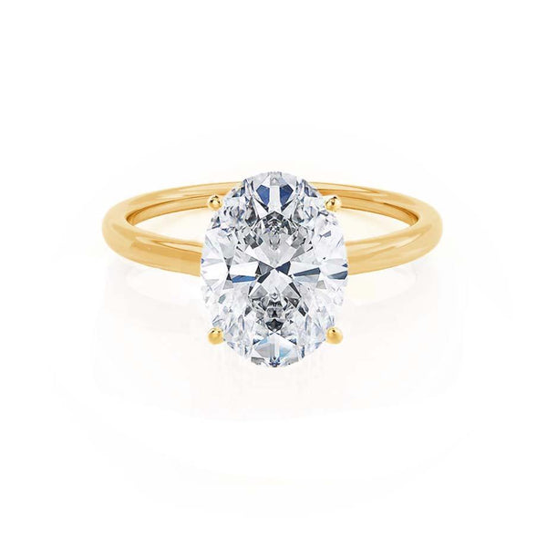 LULU - Oval Moissanite 18k Yellow Gold Petite Solitaire Ring Engagement Ring Lily Arkwright