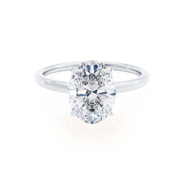 LULU - Oval Moissanite 18k White Gold Petite Solitaire Ring Engagement Ring Lily Arkwright