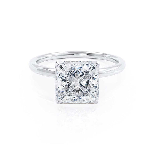 LULU - Princess Moissanite 18k White Gold Petite Solitaire Ring Engagement Ring Lily Arkwright