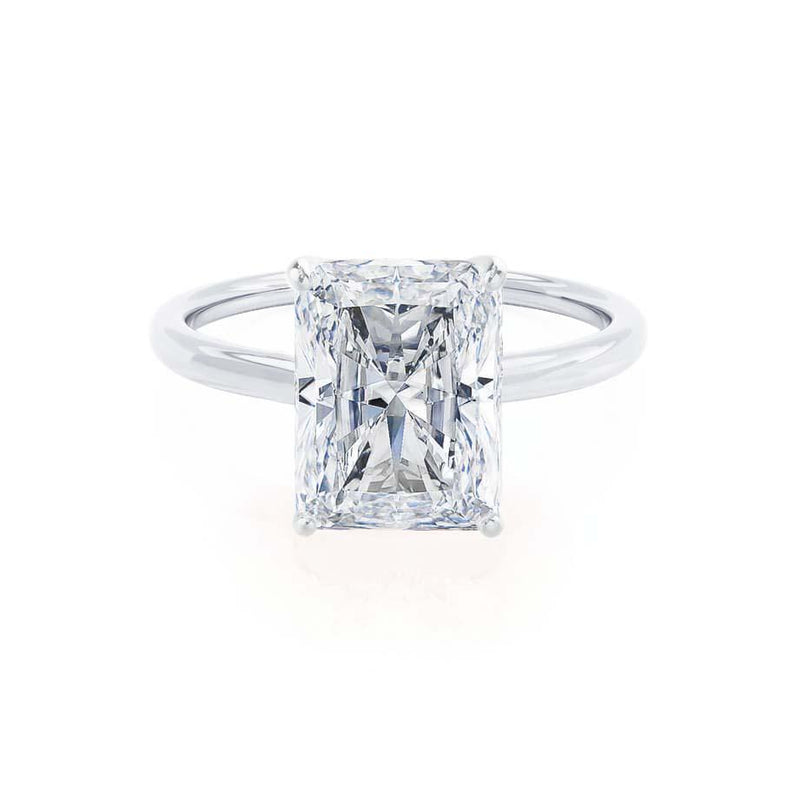 LULU - Radiant Lab Diamond 18k White Gold Solitaire Engagement Ring Lily Arkwright