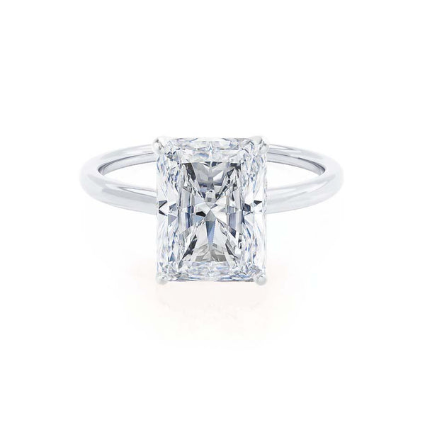 LULU - Radiant Moissanite 18k White Gold Petite Solitaire Ring Engagement Ring Lily Arkwright