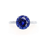 LULU - Round Blue Sapphire 18k White Gold Petite Solitaire Ring Engagement Ring Lily Arkwright
