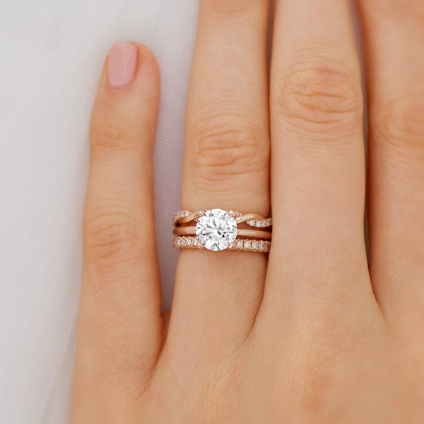 LULU - Round Natural Diamond 18k Yellow Gold Petite Solitaire Ring Engagement Ring Lily Arkwright