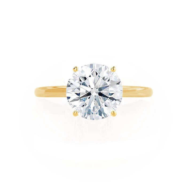 LULU - Round Natural Diamond 18k Yellow Gold Petite Solitaire Ring Engagement Ring Lily Arkwright