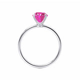LULU - Round Pink Sapphire 18k White Gold Petite Solitaire Ring Engagement Ring Lily Arkwright