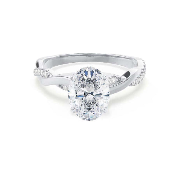 EDEN - Outlet Oval 0.90ct Moissanite & Diamond Platinum Vine Solitaire Ring Engagement Ring Lily Arkwright