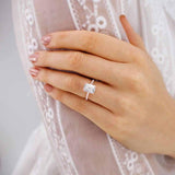 MACY - Emerald Lab Diamond & Diamond 18k Rose Gold Micro Pavé Ring Engagement Ring Lily Arkwright