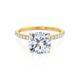 MACY - Cushion Lab Diamond 18k Yellow Gold Petite Shoulder Set Engagement Ring Lily Arkwright