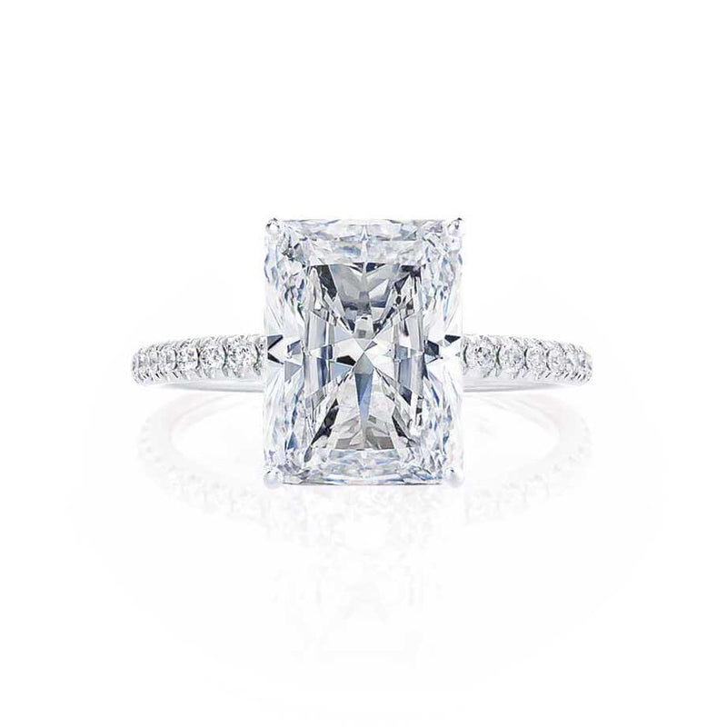MACY - Radiant Lab Diamond 18k White Gold Micro Pavé Engagement Ring Lily Arkwright