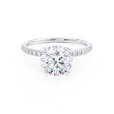 MACY - Round Natural Diamond 950 Platinum Petite Pavé Shoulder Set Ring Engagement Ring Lily Arkwright
