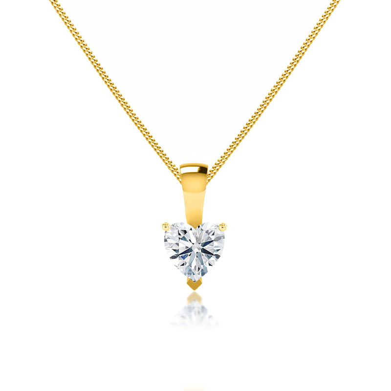 MAIA - Heart Cut 3 Claw Drop Pendant 18k Yellow Gold Pendant Lily Arkwright