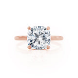 PARIS - Cushion Lab Diamond 18k Rose Gold Hidden Halo Engagement Ring Lily Arkwright