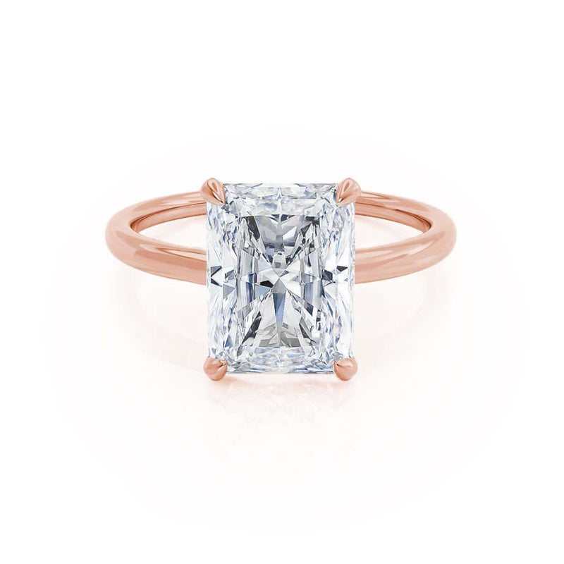 PARIS - Radiant Lab Diamond 18k Rose Gold Hidden Halo Solitaire Engagement Ring Lily Arkwright
