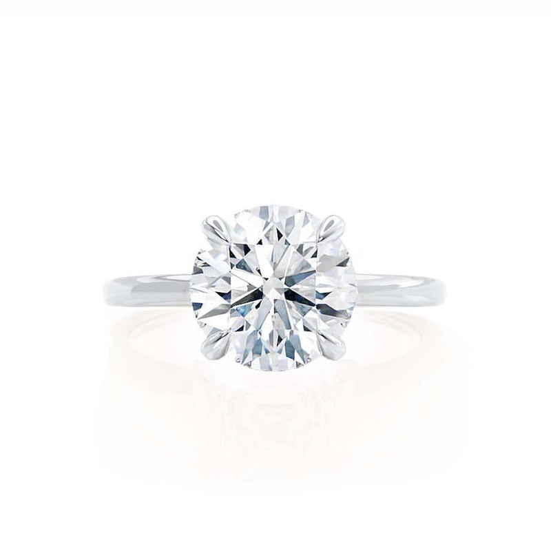 PARIS - Round Lab Diamond 18k White Gold Hidden Halo Engagement Ring Lily Arkwright