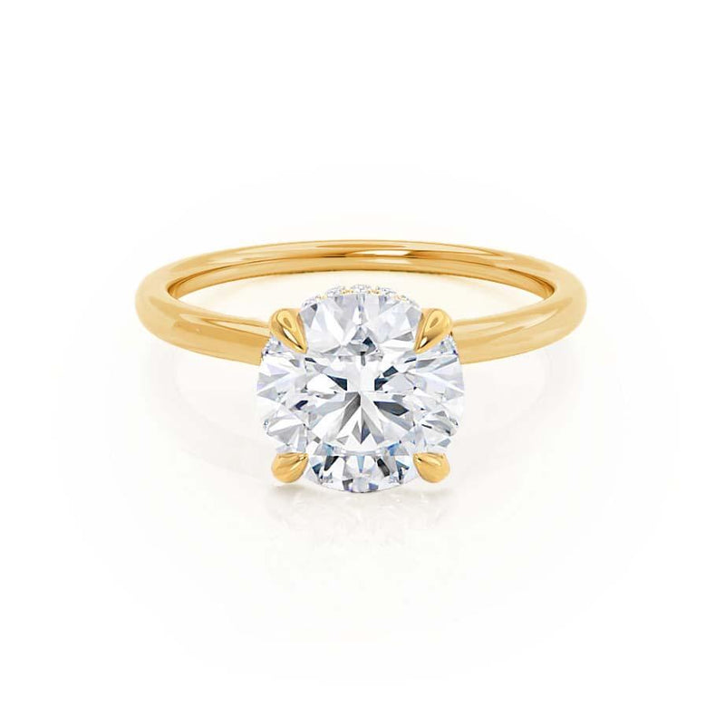 PARIS - Round Natural Diamond 18k Yellow Gold Hidden Halo Engagement Ring Lily Arkwright