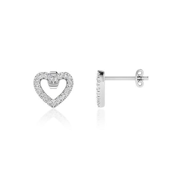 THALIA - Pavé Heart Lab Diamond Earrings 18k White Gold Earrings Lily Arkwright