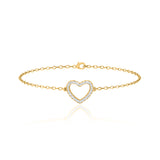 THEA - Lab Diamond Pavé Heart Bracelet 18k Yellow Gold Bracelet Lily Arkwright