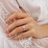 VIOLA - Round Natural Diamond 18k Rose Gold Shoulder Set Engagement Ring Lily Arkwright