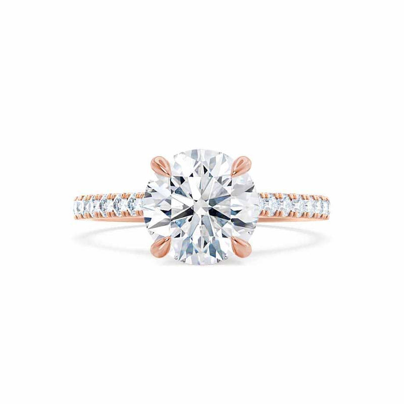 Viola - Round Lab Diamond 18k Rose Gold Shoulder Set Ring Engagement Ring Lily Arkwright