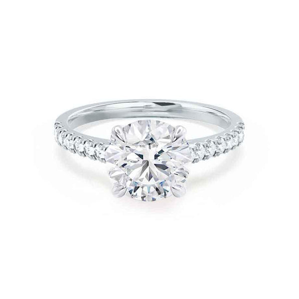 Viola - Round Moissanite & Diamond 950 Platinum Shoulder Set Ring Engagement Ring Lily Arkwright